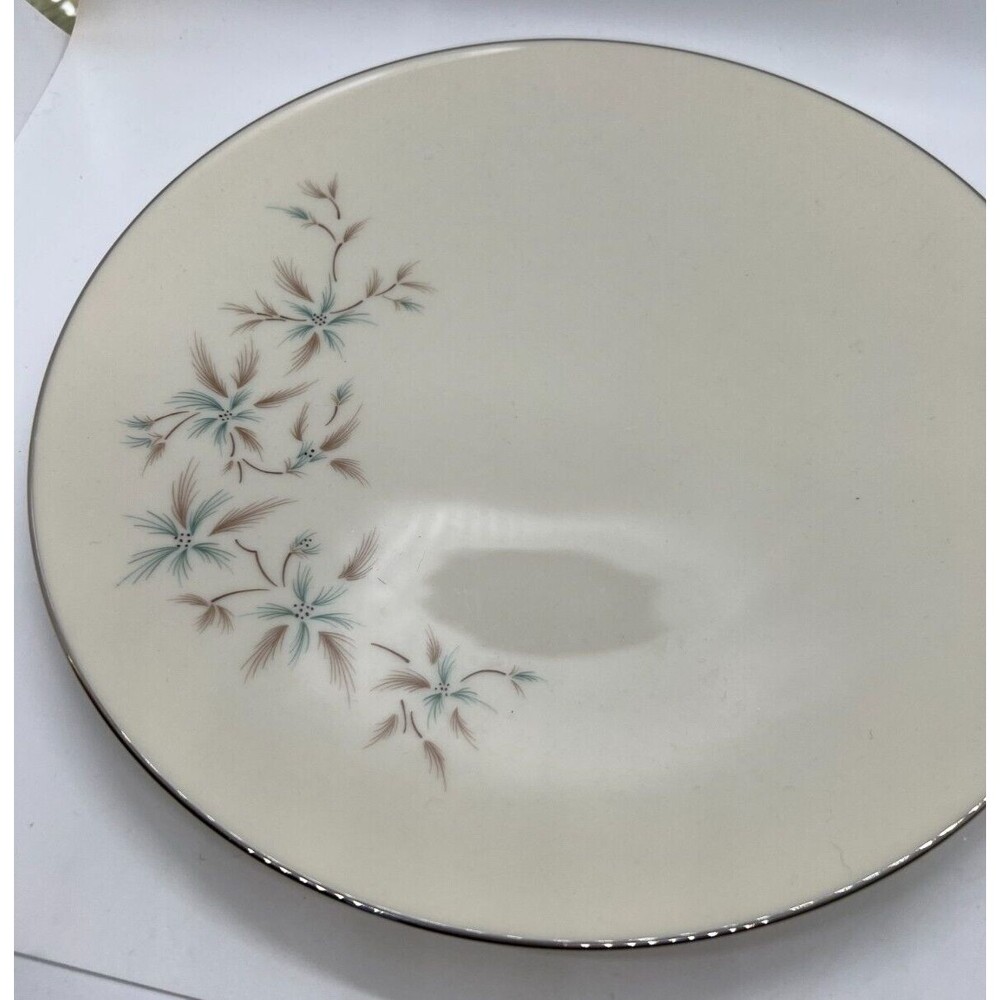 3 Lenox China WYNDCREST  Dinner Plates 10 3/8" Platinum Rim Blue USA mcm ivory